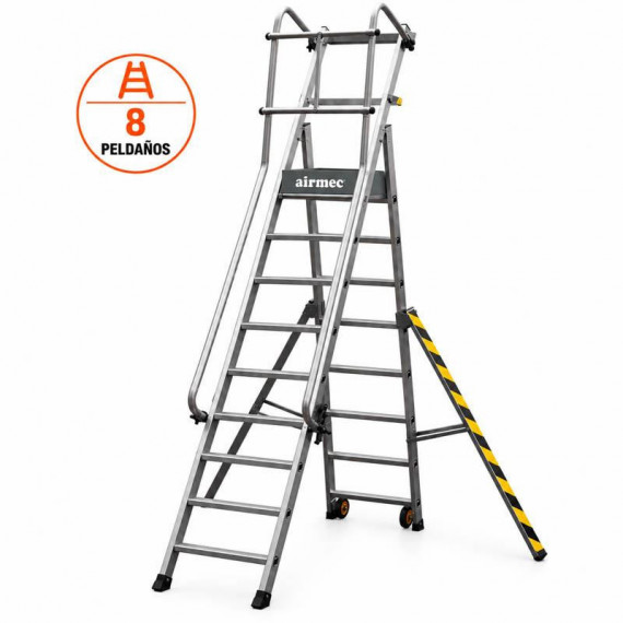Escalera Aluminio Plegable Guardacuerpos con Estabilizador AIRMEC (8P)