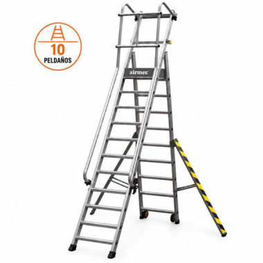 Escalera Aluminio Plegable Guardacuerpos con Estabilizador AIRMEC (10P)