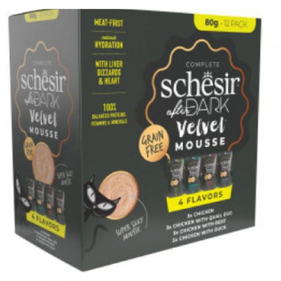 SCHESIR gato adulto After Dark pollo huevo ternera pouch 12x