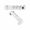Regleta Equip EQ245556 con Abrazadera 3 Schuko 2xUSB-C 1xUSB-A Blanco