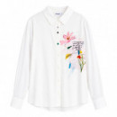 Camisa Bordada Flores  DESIGUAL