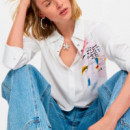 Camisa Bordada Flores  DESIGUAL