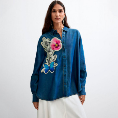 Camisa Bordada Flores  DESIGUAL
