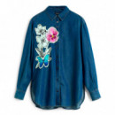 Camisa Bordada Flores  DESIGUAL