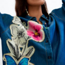 Camisa Bordada Flores  DESIGUAL