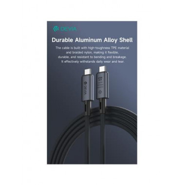 DEVIA Cable Datos Tipo C M/M 240W 8K 60 Hz 40Gbps USB 4.0 VIDEO 1Mtr