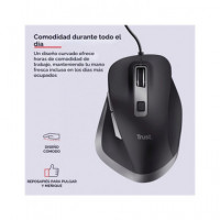 TRUST Raton con Cable Confortable Fyda Negro 24728
