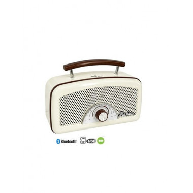 SAMI Radio Portatil Multibanda RS-11872 Vintage Beig Asa de Madera con Bt,usb,micro Sd,recargable
