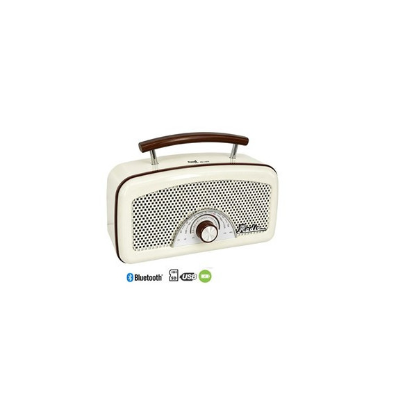 SAMI Radio Portatil Multibanda RS-11872 Vintage Beig Asa de Madera con Bt,usb,micro Sd,recargable