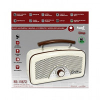SAMI Radio Portatil Multibanda RS-11872 Vintage Beig Asa de Madera con Bt,usb,micro Sd,recargable