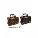 SAMI Radio Portatil Multibanda RS-11878  Vintage Madera Recargable con Bt,usb,micro Sd,y Linterna