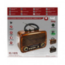 SAMI Radio Portatil Multibanda RS-11878  Vintage Madera Recargable con Bt,usb,micro Sd,y Linterna