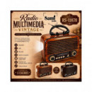 SAMI Radio Portatil Multibanda RS-11878  Vintage Madera Recargable con Bt,usb,micro Sd,y Linterna