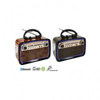 SAMI Radio Portatil Multibanda RS-11879 Vintage Madera Luz Led con Bt,usb,micro Sd,y Linterna Recarg