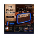 SAMI Radio Portatil Multibanda RS-11879 Vintage Madera Luz Led con Bt,usb,micro Sd,y Linterna Recarg