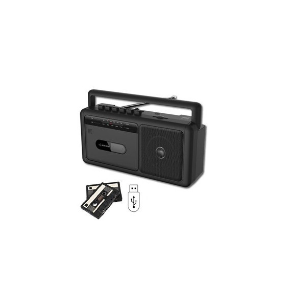 SAMI Radio Cassette Portatil RS-12212 BLUETOOTH USB,3W Negra con Alimentacion y Pilas