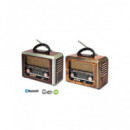 SAMI Radio Portatil Multibanda RS-11881 Vintage Madera con Bt,usb,micro Sd,recargable