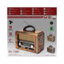SAMI Radio Portatil Multibanda RS-11881 Vintage Madera con Bt,usb,micro Sd,recargable