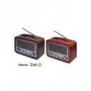 SAMI Radio Portatil Multibanda RS-11882 Xl Vintage Madera,luz Led con Bt,usb,micro Sd,recargable