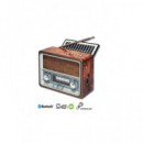 SAMI Radio Portatil Am/fm/sw RS-11883 Carga Solar Vintage Madera con Bt,usb,micro Sd,aux Recargable