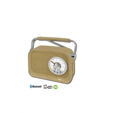 SAMI Radio Portatil Multibanda RS-11867 Vintage Madera 5W con Bt,usb,micro Sd,recargable, Ac 220V