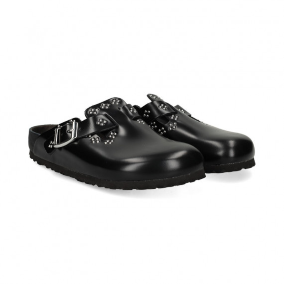 ZUECO TACHUELAS PLANTILLA PIEL NEGRO