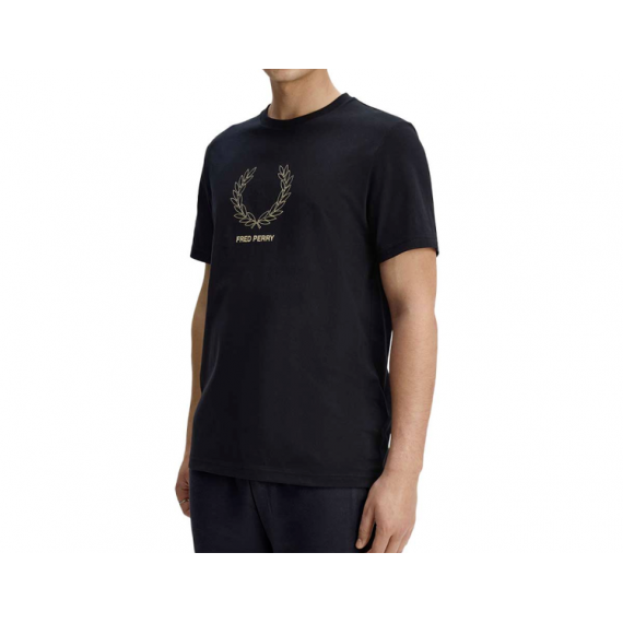 Camiseta Fred Perry outline laurel negra