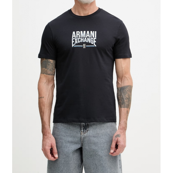 Camiseta Armani Exchange azul marina logotipo