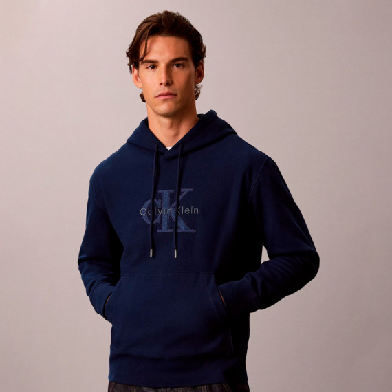 Sudadera con capucha de felpa con logo denim