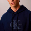 Sudadera con capucha de felpa con logo denim