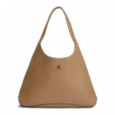 Bolso Hobo con bolsillo con cremallera y monograma TH