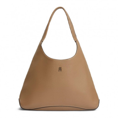 Bolso Hobo con bolsillo con cremallera y monograma TH