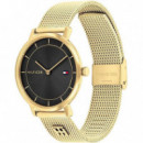 RELOJ TOMMY HILFIGER TEA DORADO Y NEGRO