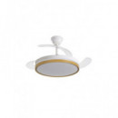 DAEWOO Ventilador De Techo 30W Con Aspas Retractil Blanco/Madera DW5010 Con Mando