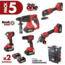 Pack de 5 Herramientas + Carro 20V Only One AICER (2X 2+4AH)