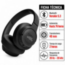 AURICULARES INALÁMBRICOS BLUETOOTH CON MICRÓFONO TUNE 720BT NEGRO JBL