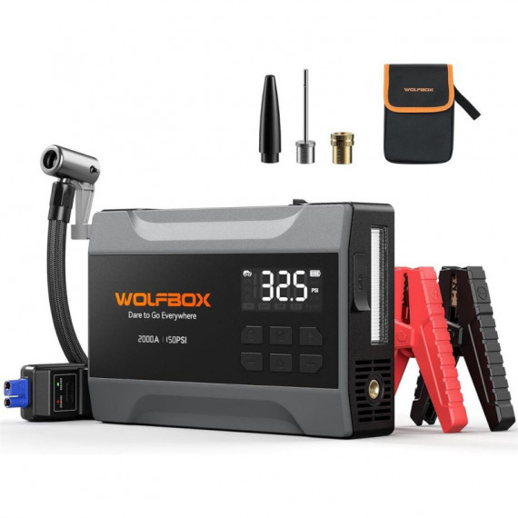 Wolfbox MegaVolt 10 Air Arrancador 12V 2.000Amp con Compresor 150 PSI