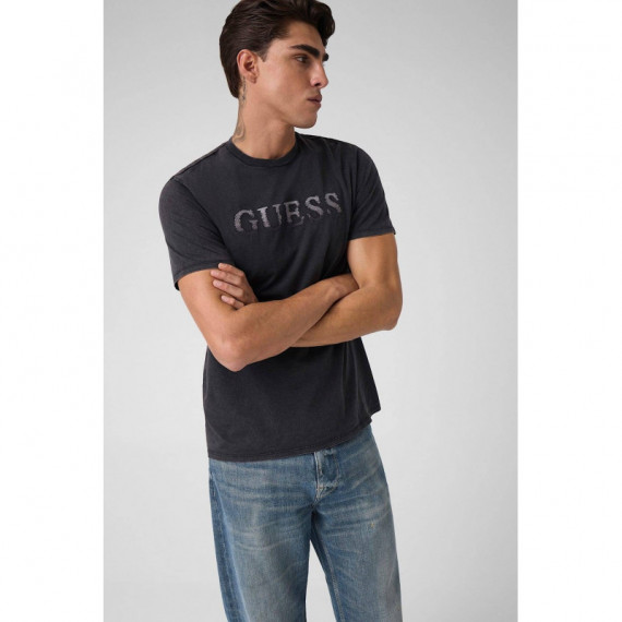 SS BSC GUESS GLITCH LOGO TEE JET BLACK M