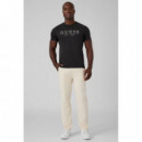 SS BSC GUESS TEXTURED LOGO TEE JET BLACK