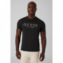 SS BSC GUESS TEXTURED LOGO TEE JET BLACK