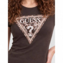 Ss Cn Crystals Triangle Tee Dark Coffee  GUESS