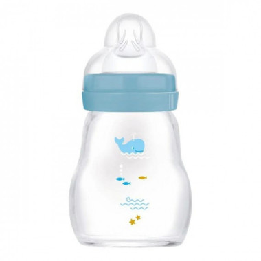 Biberon Cristal Mam Feel Good +0M 170ML Azul  MAM BABY