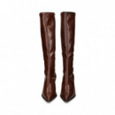 Bota Alta Tacon Polipiel Marron  MISS ELASTIC