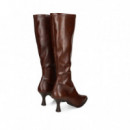 Bota Alta Tacon Polipiel Marron  MISS ELASTIC