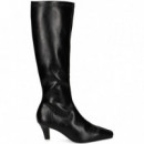 Bota Alta Tacon Polipiel Negro  MISS ELASTIC