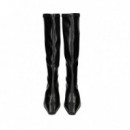 Bota Alta Tacon Polipiel Negro  MISS ELASTIC