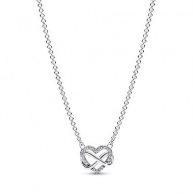 PANDORA Collar en Plata de Ley Coraz&oacute;n Infinito Brillante 392666C01