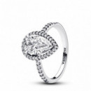 PANDORA Anillo en Plata de Ley Halo Brillante Grande Corte Pera​ 193012C01
