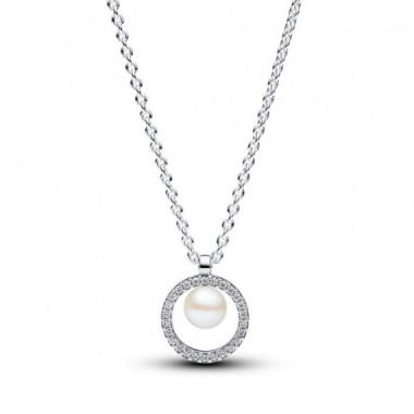 PANDORA Collar Perla Cultivada de Agua Dulce y Pav&eacute; 393165C01-45