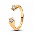 PANDORA Anillo Abierto con Recubrimiento en Oro Estrellas Fugaces 163582C01